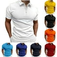 thumbnail image 1 of Hrsba Shirts for Men Solid Color Button Collared Short Sleeve Tee Shirt Casual Summer Outerwear Fashion Top for Daily Wear, 1 of 5