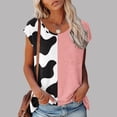 thumbnail image 1 of Hrsba Shirts for Women,2 Tone Print Crewneck Top Short Sleeve Casual Summer Ladies Blouse Shirt, 1 of 5