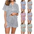 thumbnail image 1 of Hrsba Fashion Print Turn Down Collar Pajama Set for Women Short Sleeve 2 Piece Summer Soft Breathable Ladies Sleepwear Nightwear Set, 1 of 5