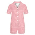 thumbnail image 1 of Hrsba Stylish Lapel Pajama Set for Women Solid Color Short Sleeve Top and Pants Summer Soft Ladies Breathable Sleepwear Nightwear Set, 1 of 4