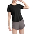 thumbnail image 1 of Hrsba Short Sleeve Tops For Women Solid Color Breathable Fast Drying Yoga Active Wear Casual Lightweight Summer Tops For Women, 1 of 5