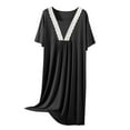 thumbnail image 1 of Hrsba Plus Size Lace Sleep Dress Womens Solid Color Crew Neck Nightgown Loose Long Style Soft Comfortable Breathable Lightweight Summer Casual Home Loungewear, 1 of 4