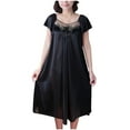 thumbnail image 1 of Hrsba Womens Solid Color Sleep Dress V Neck Short Sleeve Loose Breathable Lightweight Summer Home Sleepwear Dress, 1 of 4
