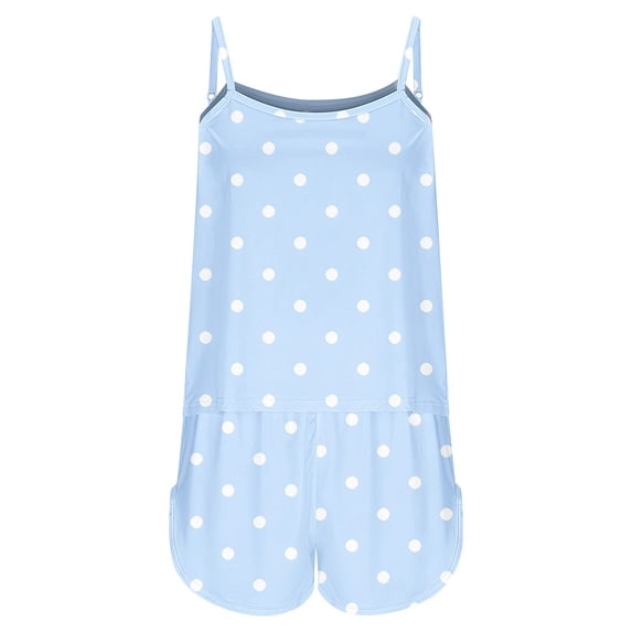 Hrsba Casual Cami Sleep Set for Women Top and Shorts Lightweight Soft Summer Ladies Breathable Pajama Nightwear Set