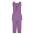 thumbnail image 1 of Hrsba Casual Print Sleepwear Set Women Sleeveless Crew Neck Top with Pants Lightweight Summer Ladies Soft Breathable Nightwear Set, 1 of 5
