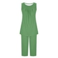 thumbnail image 1 of Hrsba Casual Print Sleepwear Set Women Sleeveless Crew Neck Top with Pants Lightweight Summer Ladies Soft Breathable Nightwear Set, 1 of 5