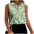 thumbnail image 1 of Hrsba Sleeveless Button Down Shirts for Women Print Lapel Neck Button Front Casual Soft Breathable Work Tops for Women, 1 of 6