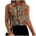 thumbnail image 1 of Hrsba Sleeveless Button Down Shirts for Women Print Lapel Neck Button Front Casual Soft Breathable Work Tops for Women, 1 of 6