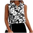 thumbnail image 1 of Hrsba Sleeveless Button Down Shirts for Women Print Lapel Neck Button Front Casual Soft Breathable Work Tops for Women, 1 of 6