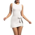 thumbnail image 1 of Hrsba Sleeveless Dresses for Women Solid Color Crew Neck Tennis Jumpsuit with Built-In Safety Shorts Summer Dresses, 1 of 5