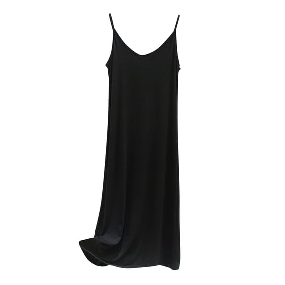 Hrsba Sleeveless Nightgown, Solid Color Rayon Tank Loose Knee Length Sleep Dress Casual Short Homewear for Summer Days