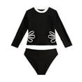 thumbnail image 1 of Hrsba Solid Color Cutout Long Sleeve Sun Protection Swimsuit for Girls Summer Swimwear, 1 of 5