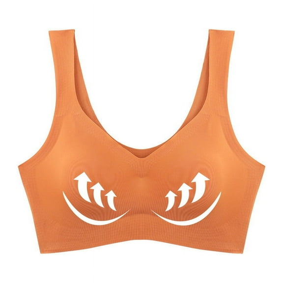 Hrsba Sports Bras for Women,Seamless 1 Piece Push Up Wireless Bra Breathable Plus Size Back Smoothing Bras for Ladies