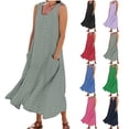 thumbnail image 1 of Hrsba Summer Plus Size Dress,Women's Fashion Holiday Summer Solid Color Sleeveless Hollowed Out Party Midi Beach Dress,Womens Casual Sleeveless Round-Neck Dress, 1 of 5