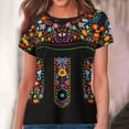 thumbnail image 1 of Hrsba Summer Shirts for Women,Boho Vintage Floral Print Crewneck Blouse Short Sleeve Tunic Tops for Women Trendy, 1 of 5