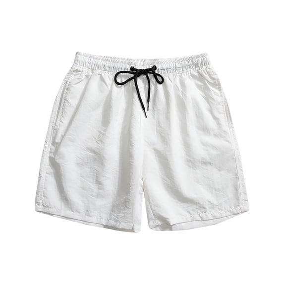 Hrsba Mens Casual Shorts Beach Wear Drawstring Waist Straight Outline Print Design Pocket Detail Solid Color