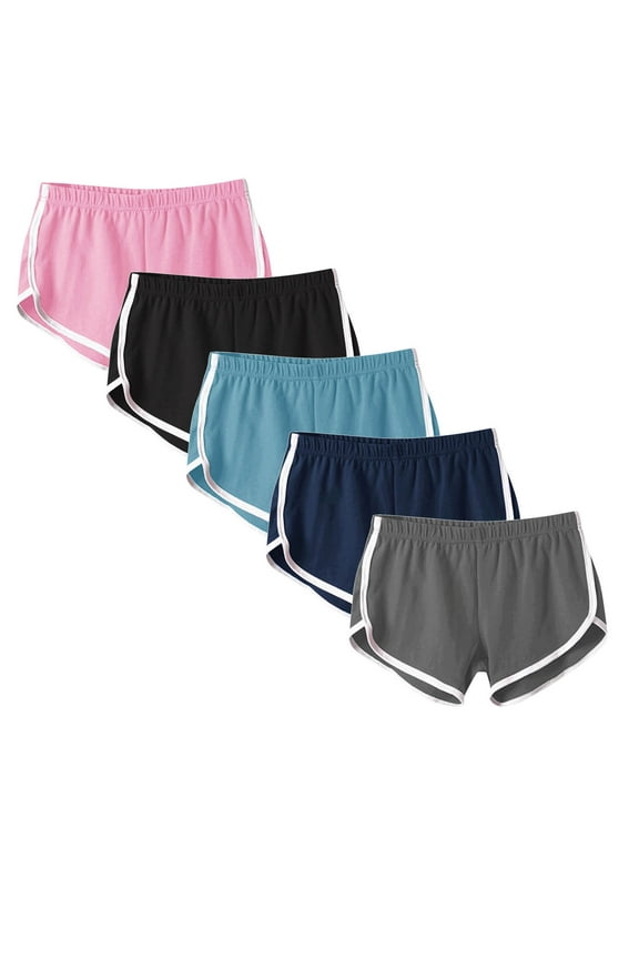 Summer Shorts for Women, 5 PC Solid Color Fashion Candy Color Yoga Beach Casual Home Sports Shorts for Women