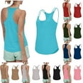thumbnail image 1 of Hrsba Summer Tops For Women Solid Color Crew Neck Racerback Ruched Back Double Strap Yoga Active Tank Breathable Womens Tops, 1 of 7