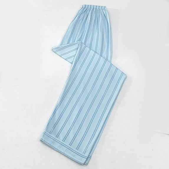 Hrsba Summer Women's Sleep Pants,Striped Cropped Pajama Bottoms Elastic Waist Home Pants
