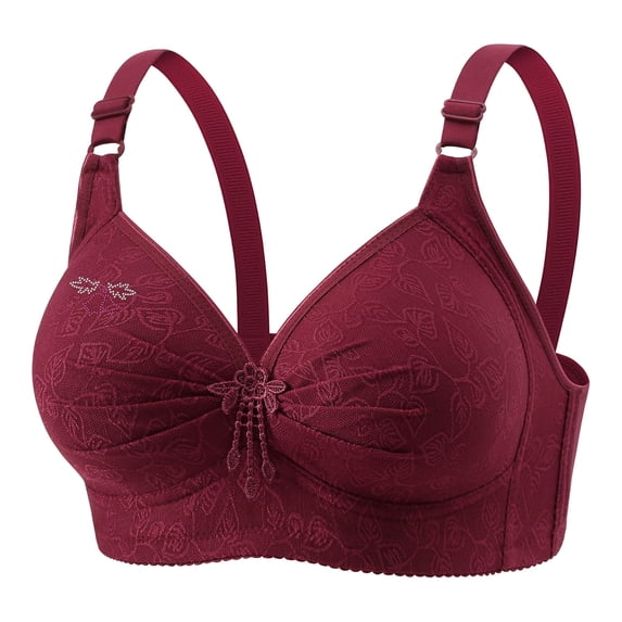 Hrsba Supportive Bras for Women D E F G Cup Wireless Push Up Breathable Daily Full Figure Bra