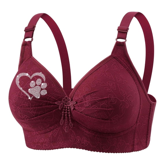 Hrsba Supportive Bras for Women D E F G Cup Wireless Push Up Breathable Daily Full Figure Bra