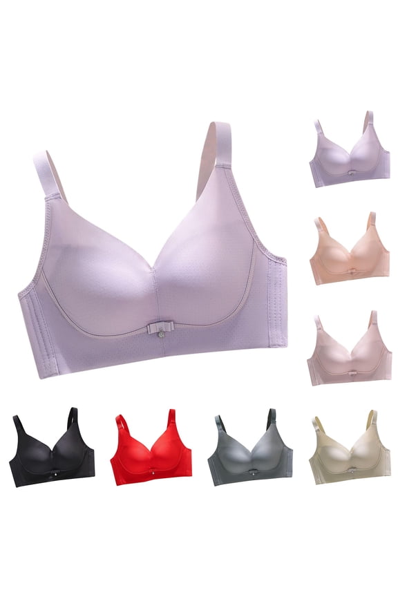 Supportive Bras for Women,Plus Size Wireless Rear 4 Hook Fasten Breathable Daily Wear Undergarment
