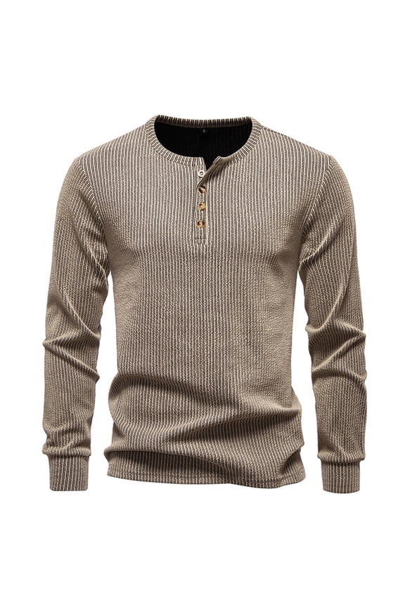 Sweatshirts for Men, Mens Solid Color Half Button Pullover Long Sleeve Crewneck Casual Fashion Top