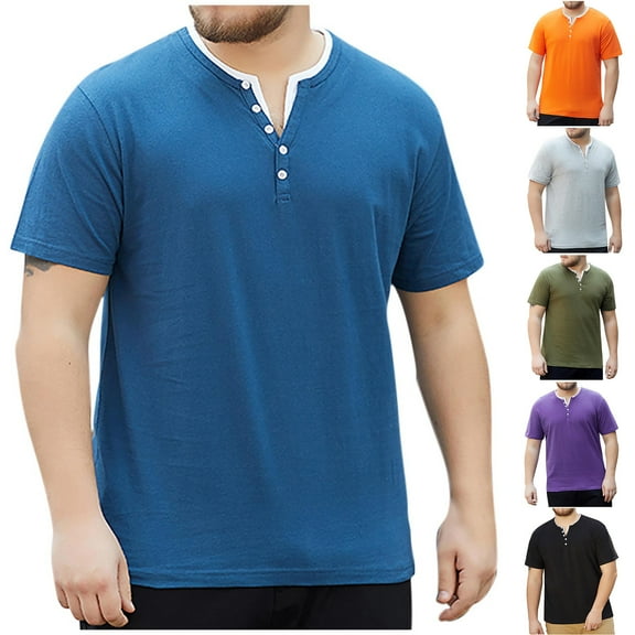 Hrsba T Shirts for Men Big Size Solid Color Fabric Workout Short Sleeve Crew Neck Tee Shirt for Summer Sports and Daily Wear