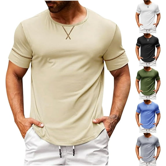 Hrsba T Shirts for Man,Sleeveless Loose Cut Solid Color Lightweight Gym Running Sports Tee