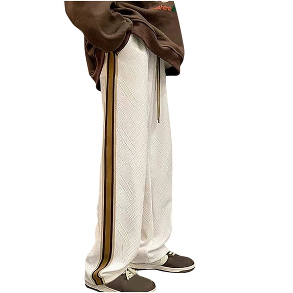 Hrsba Teen Boy Pants,Summer Fashion Solid Color Straight Leg Sports Pants for Men with Pockets Elastic Waist for Casual Wear