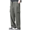 thumbnail image 1 of Hrsba Teen Boys Pants,Summer Casual Drawstring Pants with Pockets Breathable Soft Lightweight Daily Wear Long Pants for Men, 1 of 4