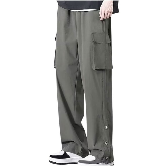 Hrsba Teen Boys Pants,Summer Casual Drawstring Pants with Pockets Breathable Soft Lightweight Daily Wear Long Pants for Men
