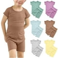 thumbnail image 1 of Hrsba Toddler Boys Solid Color Short Sleeve Crew Neck Tee and High Waist Shorts Infant Boys Outfits for Summer, 1 of 4