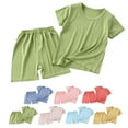 thumbnail image 1 of Hrsba Toddler Boys Solid Color Short Sleeve Crew Neck Tee and Low Waist Shorts Cute Toddler Boy Outfits 2 Piece Set for Summer, 1 of 4