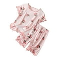 thumbnail image 1 of Hrsba Toddler Girl Outfits Short Sleeve Crew Neck Tee And Elastic Waist Relaxed Shorts Two Piece Home Clothing Set, 1 of 3
