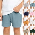 thumbnail image 1 of Hrsba Toddler Shorts Solid Color Linen Like Fabric Summer Outdoor Casual Wear Soft Comfy Fashion Outfits For Kids Boys Mesh Shorts, 1 of 7