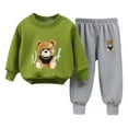thumbnail image 1 of Hrsba Toddler Fall Pajamas Long Sleeve Crew Neck Bear Print Sweatshirt With Elastic Waist Pants 2 Piece Set for Boys and Girls 0 to 7 Years, 1 of 3
