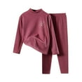 thumbnail image 1 of Hrsba Toddler Winter Casual Two-piece Outfit Sets， Boys' And Girls' Sleepwear Solid Color Double-sided Brushed Fleece Seamless Thermal Underwear Print Set For Kids 1-14 Years, 1 of 3