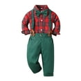 thumbnail image 1 of Hrsba Toddler Winter Casual Two-piece Outfit Sets， Boys Toddler Two-piece Set Kids Fall Sets Christmas Plaid Long Sleeve Shirt And Christmas Eve Suspender Pants Set, 1 of 5