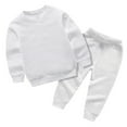 thumbnail image 1 of Hrsba Toddler Winter Casual Two-piece Outfit Sets， Children's Home Suit Set Solid Color Long Sleeve Crew Neck Top And Elastic Waist Pants Casual Hoodie Set For Kids 0-13 Years, 1 of 3