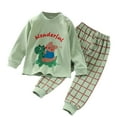 thumbnail image 1 of Hrsba Children's Home Outfit Set Long Sleeve Crew Neck Top and Elastic Waist Pants 2 Piece Set for Indoor Wear Cool Season for 6 Months-10 Years, 1 of 4