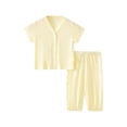 thumbnail image 1 of Hrsba Toddler 2-Piece Set Boys and Girls Short Sleeve V Neck Button Cardigan Top Elastic Waist Pants Loungewear Sizes 3M-4Y, 1 of 5