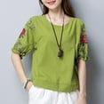 thumbnail image 1 of Hrsba Tops for Women Trendy,Solid Color Crewneck Blouse 1/2 Sleeve Comfy Casual Summer Ladies T Shirt Tee Top, 1 of 3