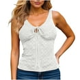 thumbnail image 1 of Hrsba Trendy Summer Tops for Women,Solid Color V Neck Cutout Lace Up Waist Sleeveless Crop Style, 1 of 5