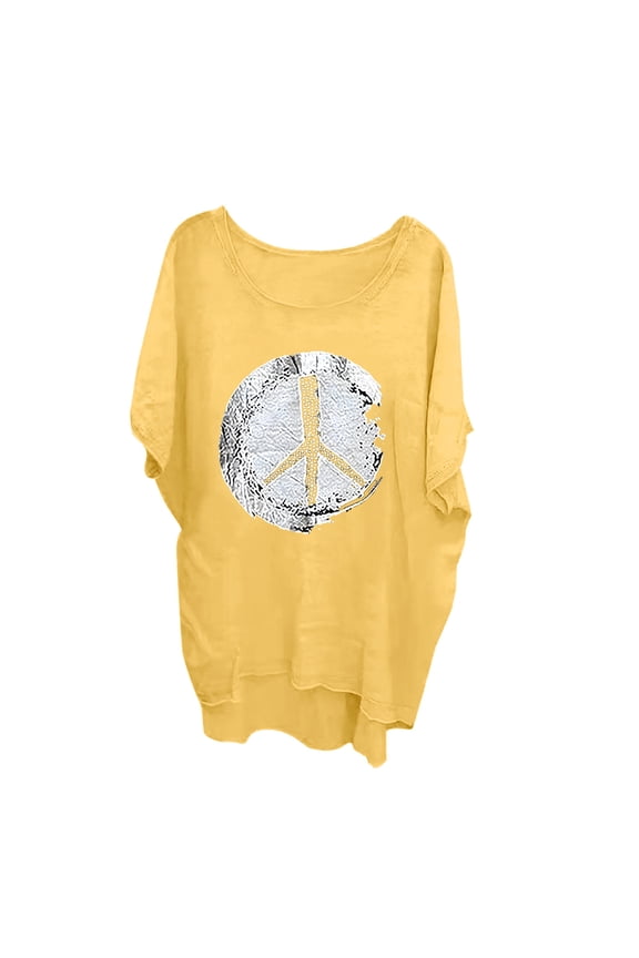 Trendy Tops for Women Summer Crew Neck Short Sleeve T Shirts Flowy Hem Loose Cut Casual Ladies Fashion Tees