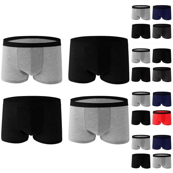 Hrsba Underwear for Men 4PC Pack Solid Color Elastic Breathable Soft Inner Shorts Comfortable Daily Casual All Season Underwear