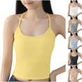 thumbnail image 1 of Hrsba V Neck Camisoles for Women Built In Bras Solid Color Ribbed Spaghetti Strap Padded Soft Stretchy Breathable Summer Cami, 1 of 4