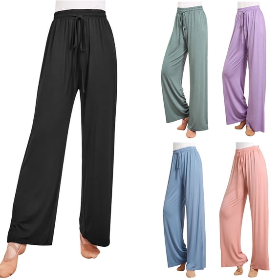 Hrsba Wide Leg Pants for Women,Soft Fabric Yoga Dance Straight Leg Sporty Casual Trousers for Summer Daily Wear,XXL