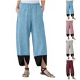 thumbnail image 1 of Hrsba Wide Leg Pants for Women,Solid Color Patchwork Corduroy Full Length Casual Summer Lightweight Daily Wear Trousers，S, 1 of 6