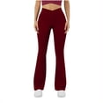 thumbnail image 1 of Hrsba Wide Leg Yoga Pants forWomen, Solid Color Stretchy High Waisted Yoga Pants withSide Pockets Loose Workout Leggings forGym, 1 of 5